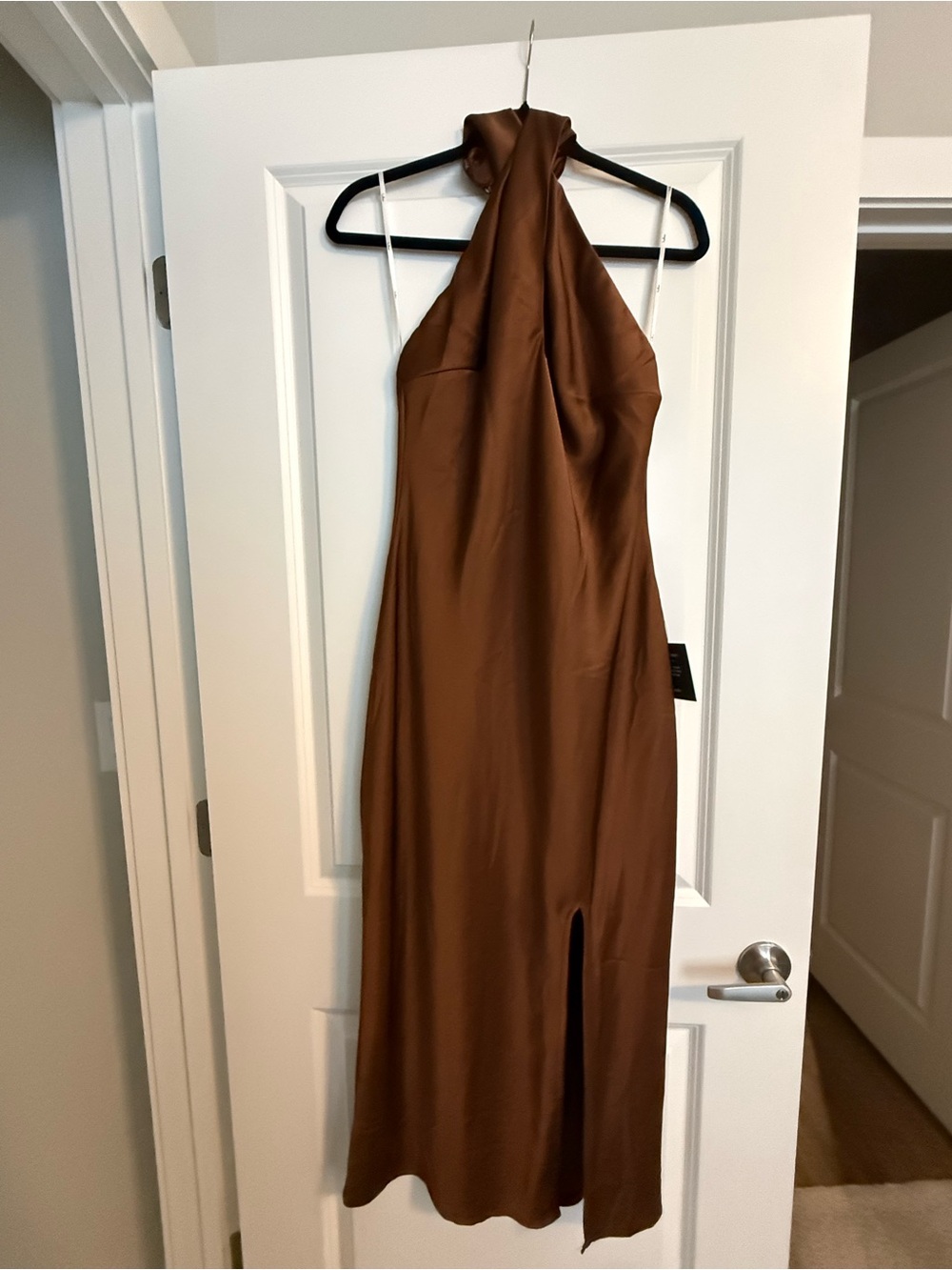 Lulu's Bronze Halter Midi Dress